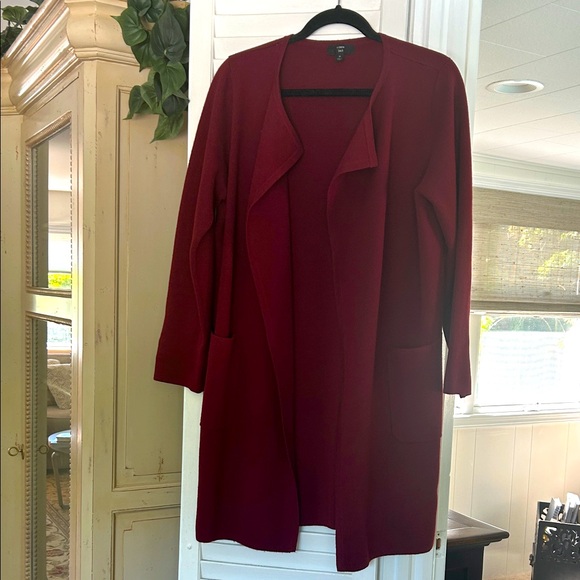 J Crew Maroon Open Front Cardigan - Picture 1 of 3